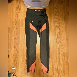 Under Armour Black Compression Leggings with Coral Accent